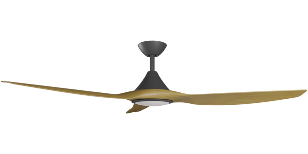 Cloudfan 60 Inch WiFi DC Ceiling Fan with 20W CCT LED Black with Teak Blades