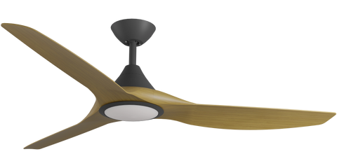 Cloudfan 60 Inch WiFi DC Ceiling Fan with 20W CCT LED Black with Teak Blades