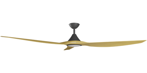 Cloudfan 72 Inch WiFi DC Ceiling Fan with 20W CCT LED Black with Bamboo Blades