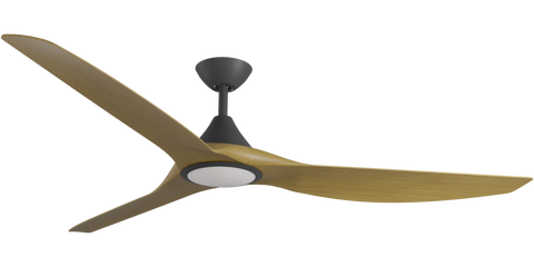 Cloudfan 72 Inch WiFi DC Ceiling Fan with 20W CCT LED Black with Teak Blades - NEW
