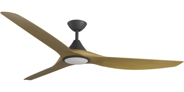 Cloudfan 72 Inch WiFi DC Ceiling Fan with 20W CCT LED Black with Teak Blades - NEW