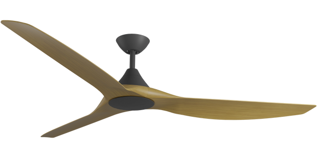 Cloudfan 72 Inch WiFi DC Ceiling Fan Black with Teak Blades