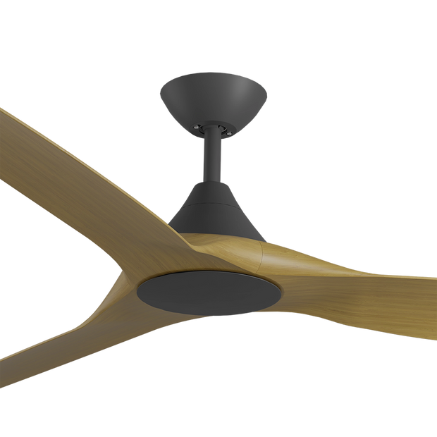 Cloudfan 72 Inch WiFi DC Ceiling Fan Black with Teak Blades