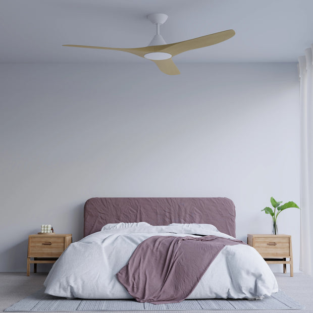 CloudFan 52 Inch WiFi DC Ceiling Fan White and Bamboo