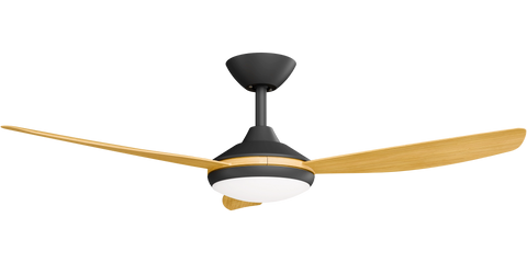 Condor 48 DC Ceiling Fan Black with Bamboo Blades and LED Light