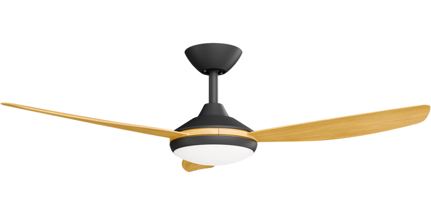 Condor 48 DC Ceiling Fan Black with Bamboo Blades and LED Light