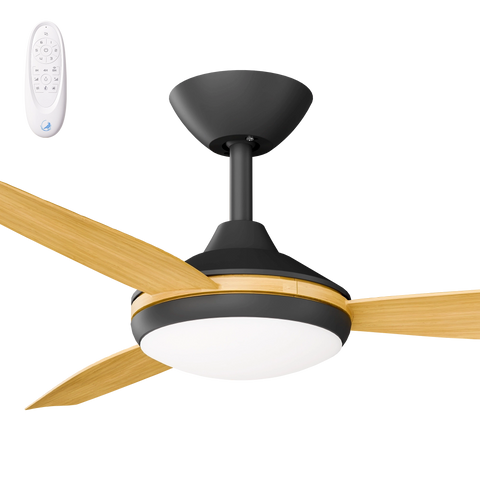 Condor 48 DC Ceiling Fan Black with Bamboo Blades and LED Light