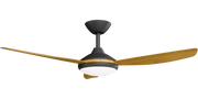 Condor 48 DC Ceiling Fan Black with Teak Blades and LED Light