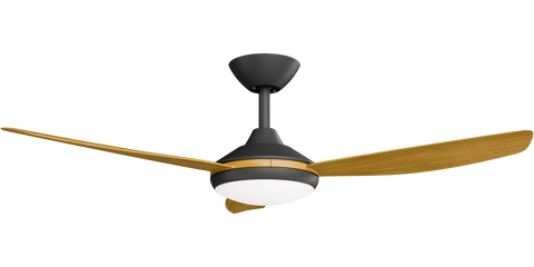 Condor 48 DC Ceiling Fan Black with Teak Blades and LED Light