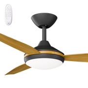 Condor 48 DC Ceiling Fan Black with Teak Blades and LED Light