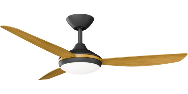 Condor 48 DC Ceiling Fan Black with Teak Blades and LED Light