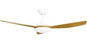 Condor 48 DC Ceiling Fan White with Teak Blades and LED Light