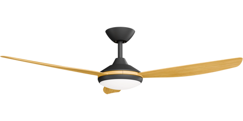 Condor 52 DC Ceiling Fan Black with Bamboo Blades and LED Light