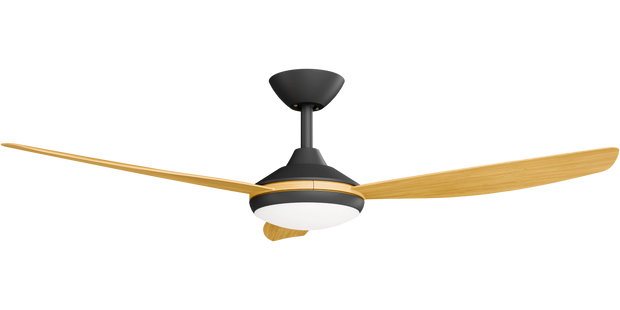 Condor 52 DC Ceiling Fan Black with Bamboo Blades and LED Light