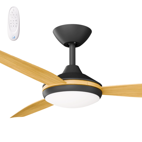 Condor 52 DC Ceiling Fan Black with Bamboo Blades and LED Light