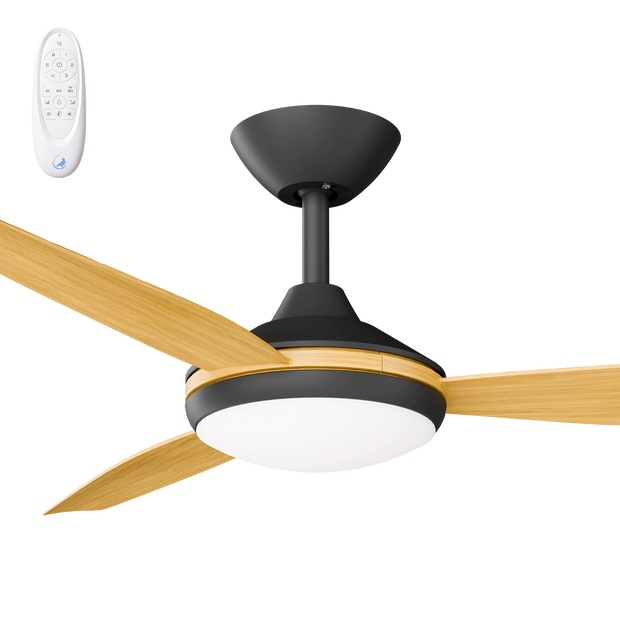 Condor 52 DC Ceiling Fan Black with Bamboo Blades and LED Light