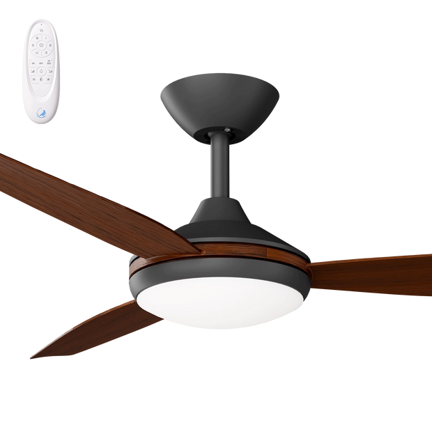 Condor 52 DC Ceiling Fan Black with Koa Blades and LED Light