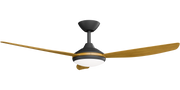 Condor 52 DC Ceiling Fan Black with Teak Blades and LED Light