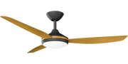 Condor 52 DC Ceiling Fan Black with Teak Blades and LED Light