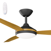 Condor 52 DC Ceiling Fan Black with Teak Blades and LED Light