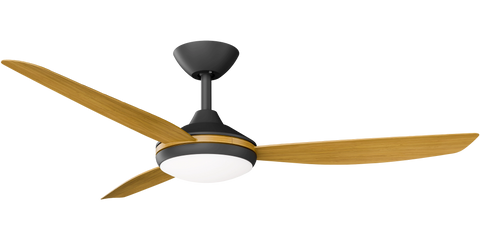 Condor 52 DC Ceiling Fan Black with Teak Blades and LED Light