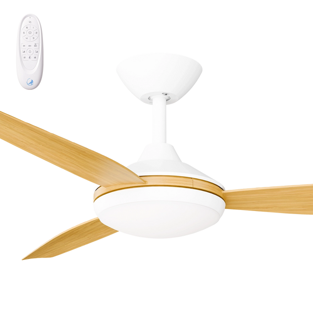 Condor 52 DC Ceiling Fan White with Bamboo Blades and LED Light