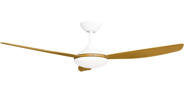 Condor 52 DC Ceiling Fan White with Teak Blades and LED Light