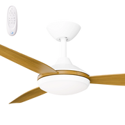 Condor 52 DC Ceiling Fan White with Teak Blades and LED Light