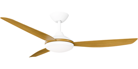 Condor 52 DC Ceiling Fan White with Teak Blades and LED Light