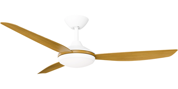 Condor 52 DC Ceiling Fan White with Teak Blades and LED Light