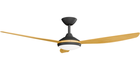 Condor 56 DC Ceiling Fan Black with Bamboo Blades and LED Light