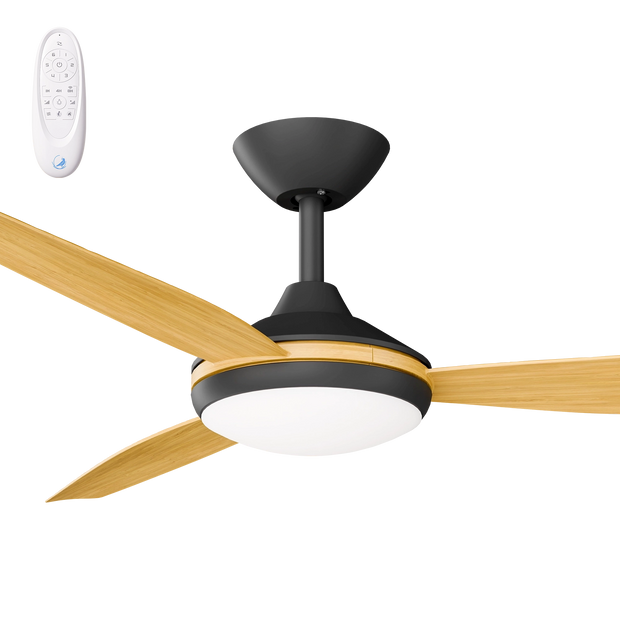 Condor 56 DC Ceiling Fan Black with Bamboo Blades and LED Light