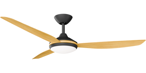 Condor 56 DC Ceiling Fan Black with Bamboo Blades and LED Light