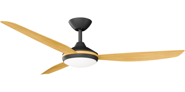 Condor 56 DC Ceiling Fan Black with Bamboo Blades and LED Light