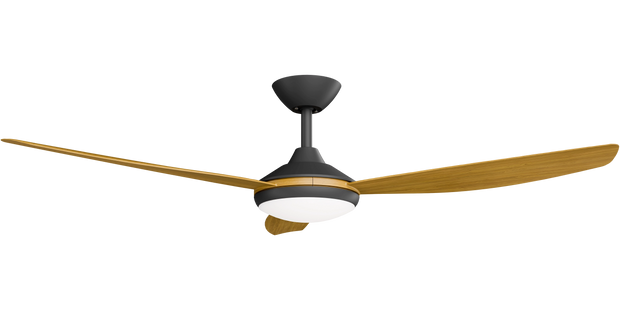 Condor 56 DC Ceiling Fan Black with Teak Blades and LED Light