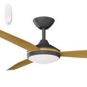 Condor 56 DC Ceiling Fan Black with Teak Blades and LED Light