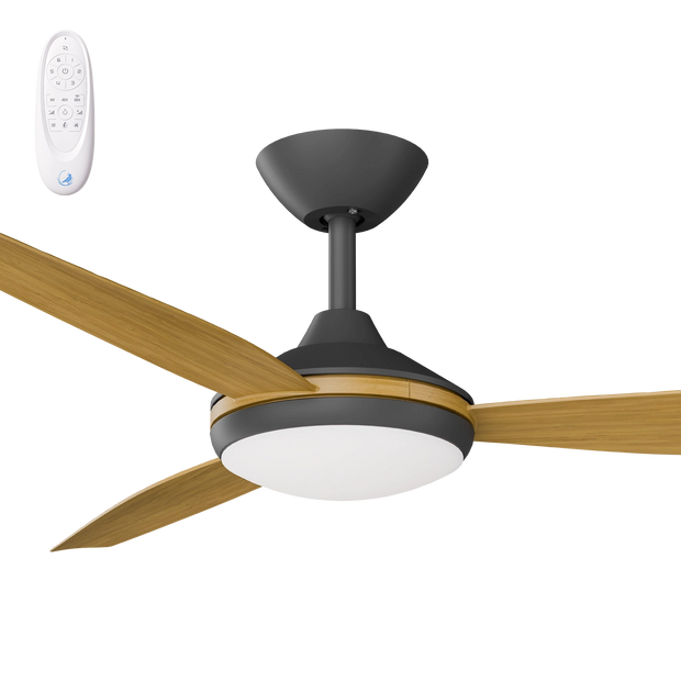 Condor 56 DC Ceiling Fan Black with Teak Blades and LED Light