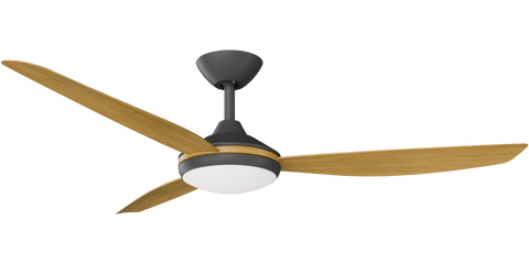 Condor 56 DC Ceiling Fan Black with Teak Blades and LED Light