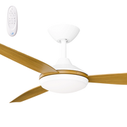 Condor 56 DC Ceiling Fan White with Teak Blades and LED Light