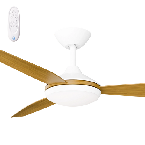 Condor 56 DC Ceiling Fan White with Teak Blades and LED Light