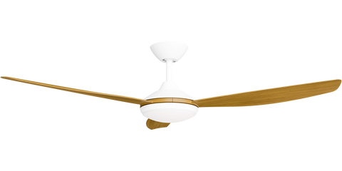 Condor 56 DC Ceiling Fan White with Teak Blades and LED Light