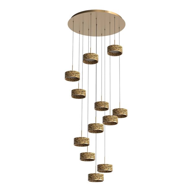 Couas 120w LED CCT 12 Light Dropper Textured Aluminum Gold Pendant