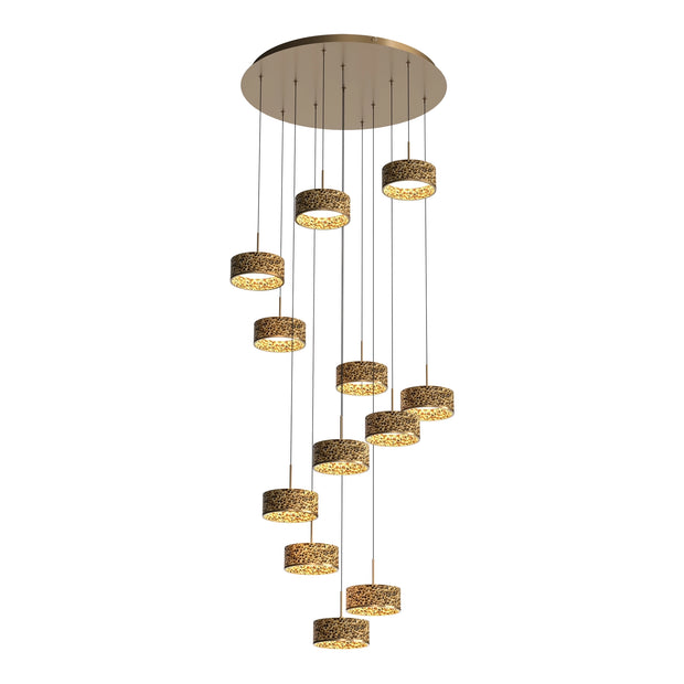 Couas 120w LED CCT 12 Light Dropper Textured Aluminum Gold Pendant