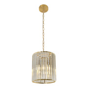 Crane 1 light Small Gold and Clear Crystal 250mm E27 Pendant