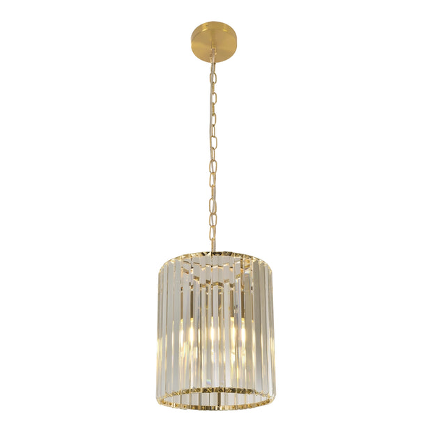 Crane 1 light Small Gold and Clear Crystal 250mm E27 Pendant