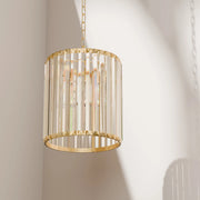 Crane 1 light Small Gold and Clear Crystal 250mm E27 Pendant