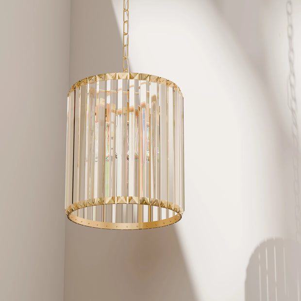 Crane 1 light Small Gold and Clear Crystal 250mm E27 Pendant