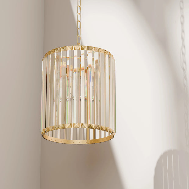 Crane 1 light Small Gold and Clear Crystal 250mm E27 Pendant