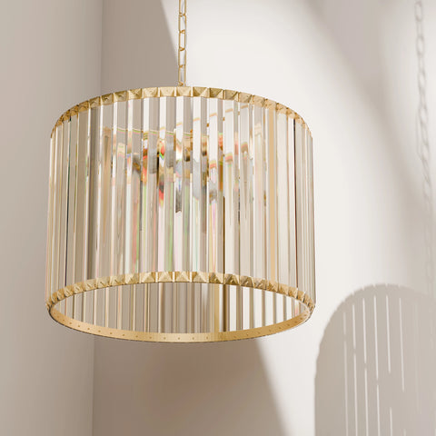 Crane 4 light Large Gold and Clear Crystal 400mm E27 Pendant