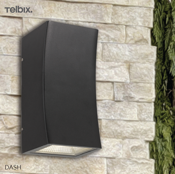 DASH 2x7w LED CCT IP44 Curved Up and Down Black Wall Light